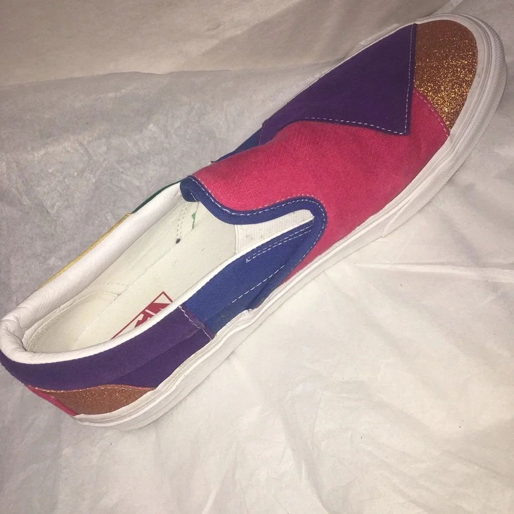 Vans Mardi Gras Patchwork Pride Slip On Colorblock Sneakers Mens 11.5,Women 13